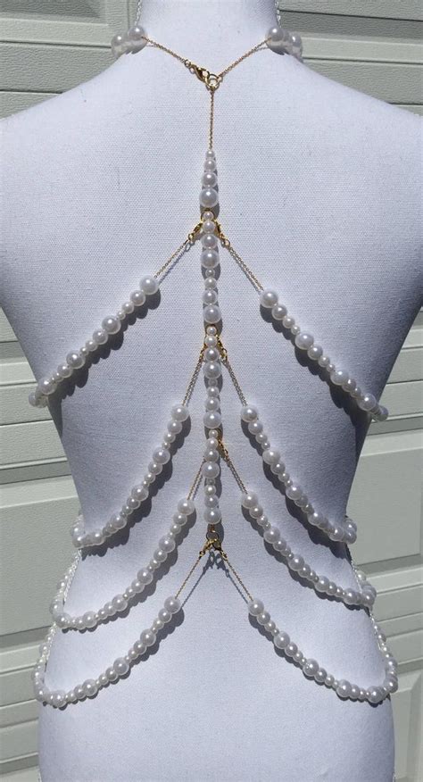 Pearl Body Chain Pearl Body Harness Skeleton Body Chain Skeleton