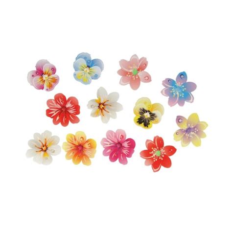 Fleurs comestibles en azyme 3D coloris assortis pour décor gâteau