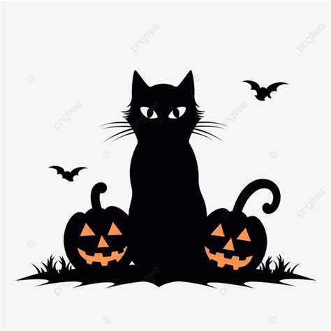 Halloween Black Cat Silhouette Pose Cat Black Halloween PNG