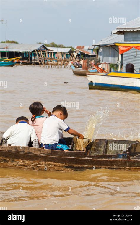 Riverboat In The Floating Village Chong Khneas On The Tonle Sap Lake Of