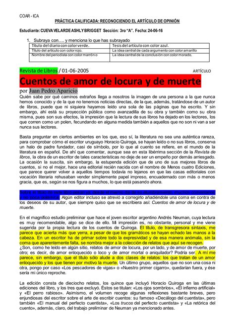 Practica Calificada De Articulo De Opinion Pdf