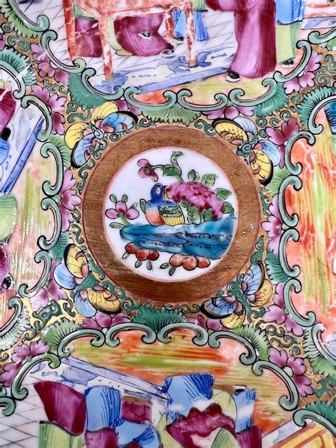 Antique Chinese Rose Medallion Porcelain Serving Plate Circa 1920s