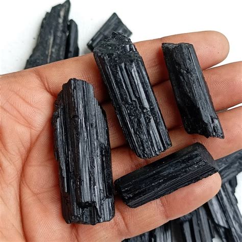 Raw Black Tourmaline Shards Crystal Tourmaline Chunk Black Etsy