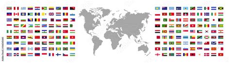 Flags of countries. Planet Earth. The Earth, World Map on white ...