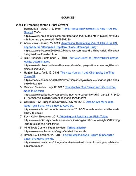 Wrk 100 Source List Wrk 100 Sources Week 1 Preparing For The Future Of Work 1 Bernard Marr