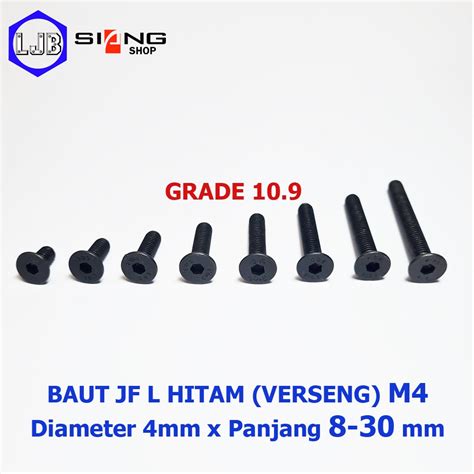 Jual Baut JF L Baja Hitam M4 Panjang 8 Sd 30mm Baut Verseng Baja