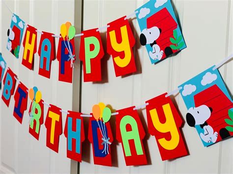 Snoopy Happy Birthday Banner / Snoopy Party / Snoopy Birthday | Etsy