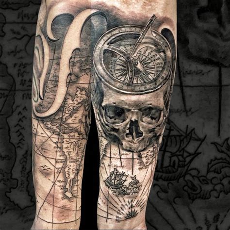 Skull Compass Bússola Map Tattoo Map Tattoos Skull Tattoo Design Compass Tattoo Design