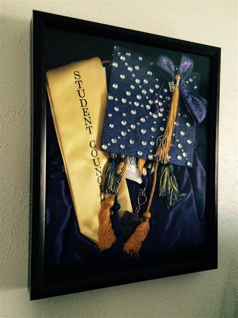 Shadow Box Of High School Graduation Cap And Gown Graduation Diy