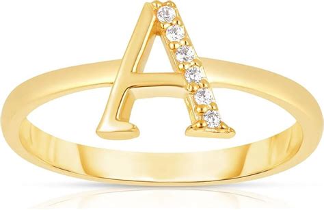 Floreo 10k Yellow Gold Letter A Z Small Block Alphabet Character CZ