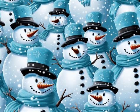 Premium Ai Image There Are Many Snowmen That Are All Wearing Hats And