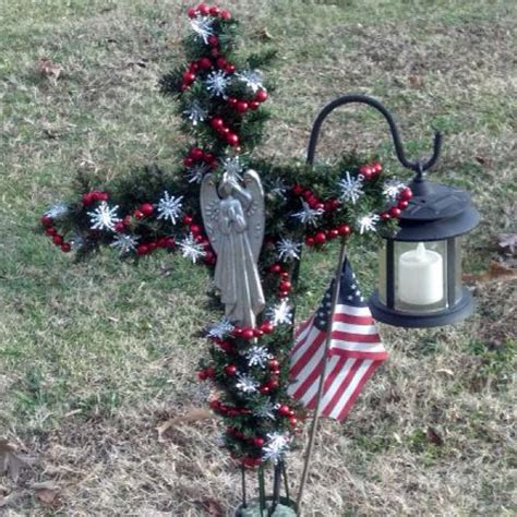 Holiday Cross For Grave Site Grave Decorations Holiday Christmas