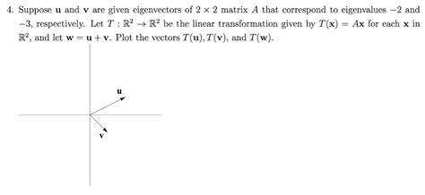 Solved Suppose U And V Are Given Eigenvectors Of 2 Times 2 Chegg