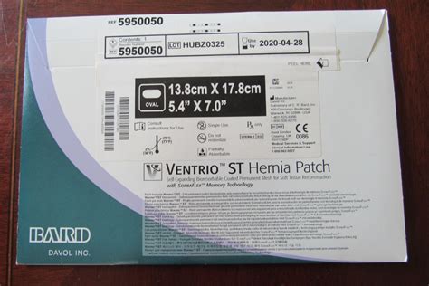 New Bard Ref 5950050 Mesh Ventrio St Hernia Patch Oval 138 Cm X 178