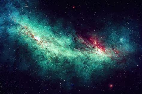 Premium AI Image | A blue galaxy with a green nebula in the center