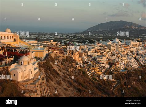 view of fira santorini sunset time Stock Photo - Alamy