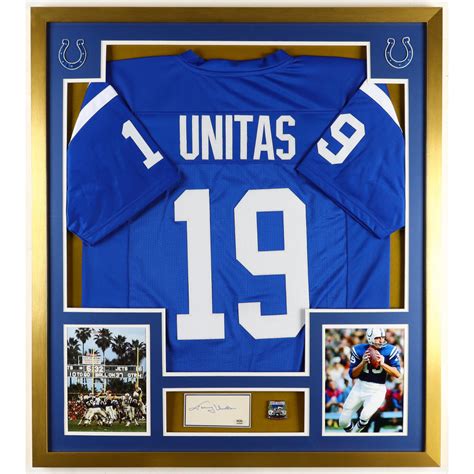 Johnny Unitas Signed Colts Custom Framed Cut Display With Jersey