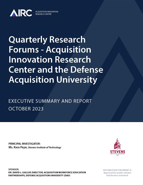 Quarterly Research Forums: AIRC and the Defense Acquisition University - The Acquisition ...