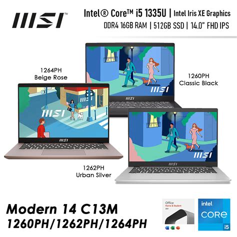 MSI Modern 14 C13M 1260PH 1262PH 1264PH Intel Core I5 1335U Intel Iris