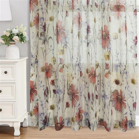 Amazon OWENIE Crushed Sheer Curtains 63 Inches Length 2 Panels Set