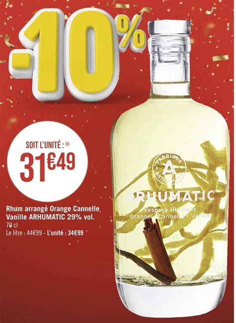 Promo Arhumatic Rhum Arrang Orange Cannelle Vanille Vol Chez