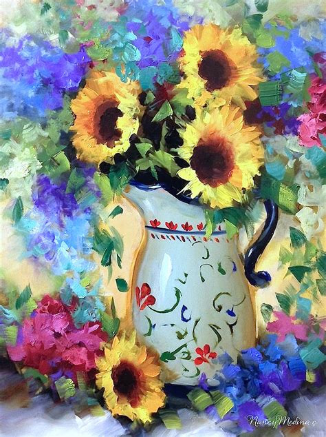 Jetaime Sunflowers Painting By Nancy Medina Fine Art America