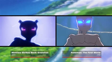 Heres A Comparison Of Mewtwo Strikes Back Evolution 2019 Versus Pokemon The First Movie 1999