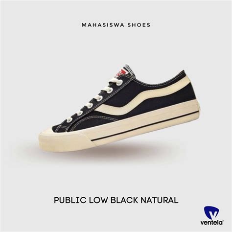 Jual Sepatu Ventela Public Low Black Natural Original Made In Indonesia