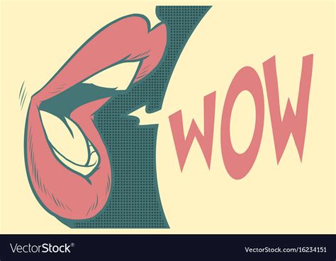 Pop Art Mouth Wow Royalty Free Vector Image VectorStock