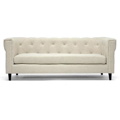 Beige Linen Chesterfield Sofa Baci Living Room