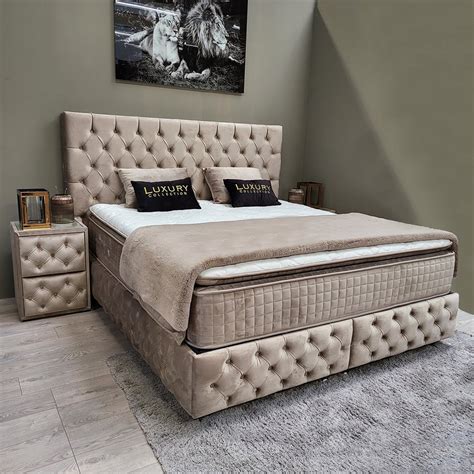 Boxspring Bed Met Opbergruimte 160x200 Cm Chester Deluxe Velvet Taupe