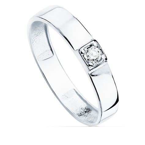 Anillo De Oro Blanco K Flat Zirconia