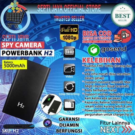 Promo Powerbank Kamera Full HD H2 5000 Mah Power Bank Spy Camera