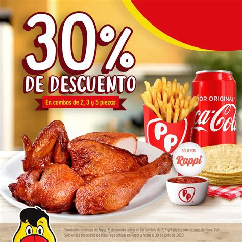 Promoción El Pollo Pepe Y Rappi 30 De Descuento En Combos