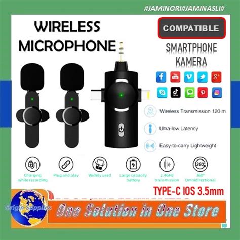 Jual Mic Wireless Microphone Mikrofon Nirkabel Clip On Type C Ios Mm