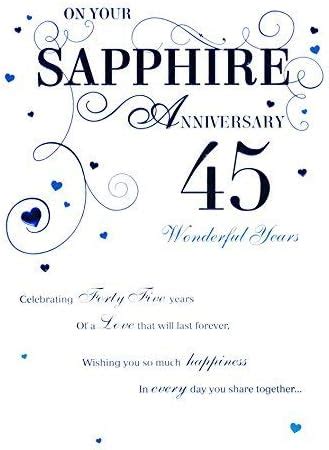 Sister Brother In Law 45th Wedding Anniversary Card Sapphire