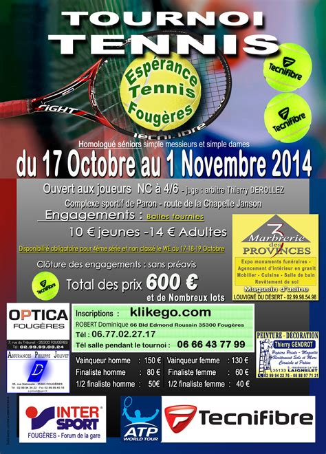 Tournoi 2014 Club de tennis Fougères Espérance