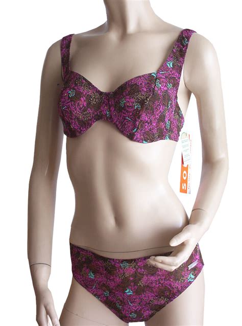 B Gel Bikini Von Solar Tan Thru Durchbr Unend D Cup Farn In Braun Pink