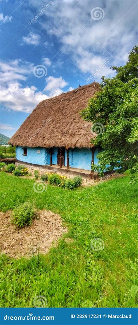 Blue Old House stock image. Image of village, home, ruins - 282917231