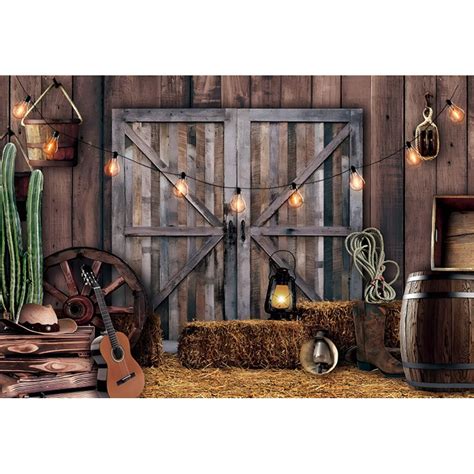 Western Cowboy Photography Backdrop Wild West Rustic Farm Barn Wood