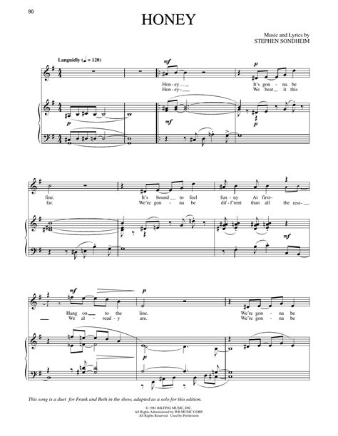 Stephen Sondheim Honey From Merrily We Roll Along Sheet Music And Chords For Piano And Vocal