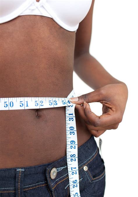 Woman Measuring Her Waist With A Tape Measure Stock Image Image Of