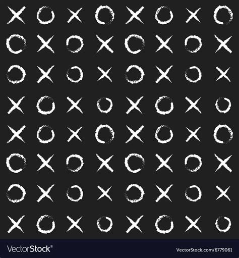 Tic Tac Toe Xo Game Seamless Pattern Black Board Vector Image