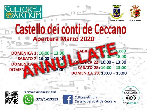 Comune Di Ceccano Castello Dei Conti De Ceccano Aperture Marzo 2020