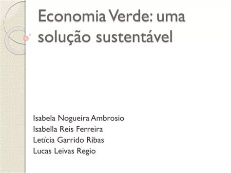 PPT Economia Verde uma solução sustentável PowerPoint Presentation