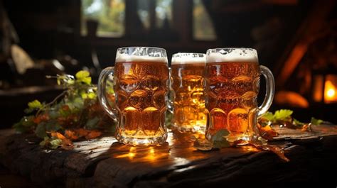 Premium Ai Image Two Mugs With Beer