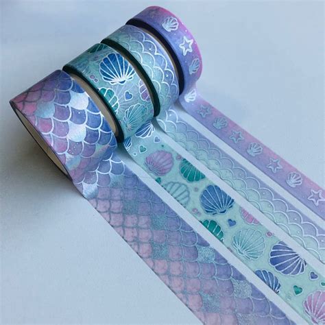 Fita Adesiva Washi Tape Sereia Hot Stamping C 4 Un BRW