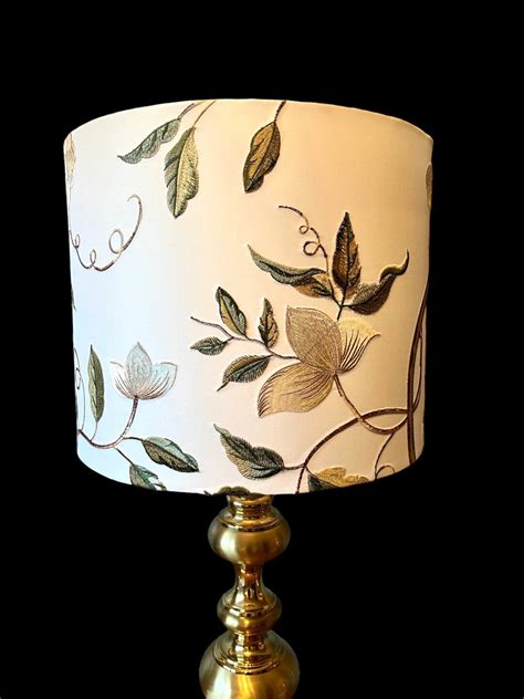 Lamp Shade Floral Lampshade Lamp Shade Unique Lampshade Neutral Lampshade Embroidered Luxury ...