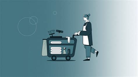 Download Hotel Housekeeper Pushing A Cleaning Cart Vector Art Wallpaper