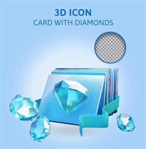 Premium Psd Card With Diamonds 3d Rendering Illustration